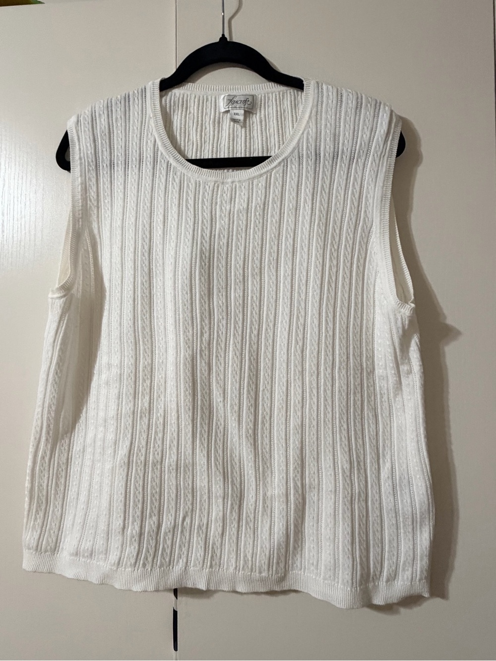 Vintage 90s/Y2K Foxcroft White Supima Cotton Cable Knit Vest Tank